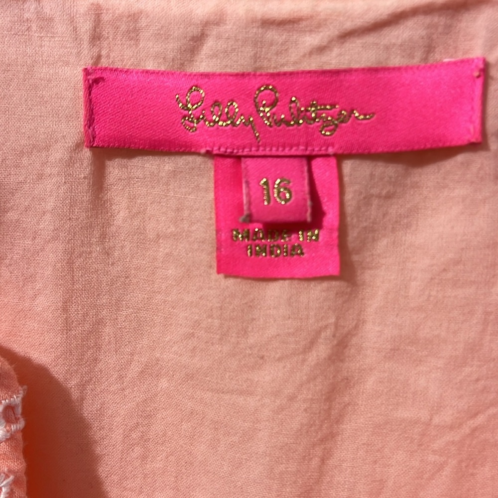 Lilly Pulitzer Keila Top. Peach hyacinth eyelet floral arch style #009558 - Picture 2 of 6